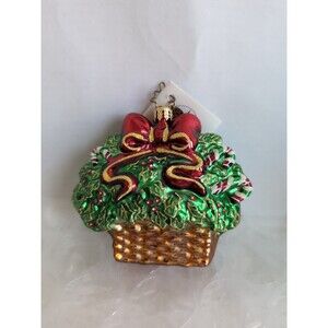 Christopher Radko Holly Basket Candy Canes Longaberger Christmas Ornament Signed